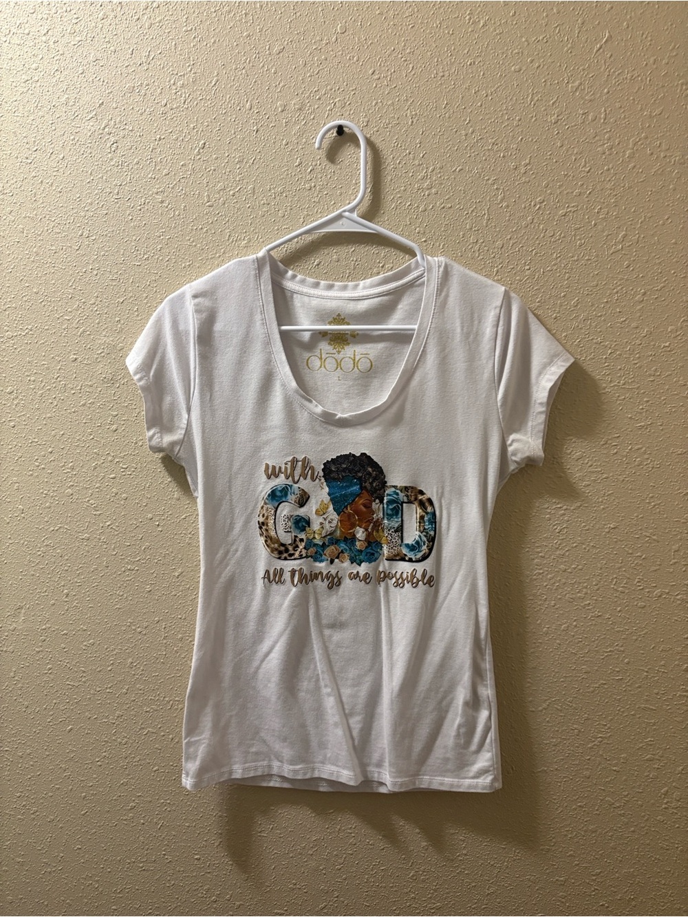 White Graphic Tee — 'With God All Things Are Possible'